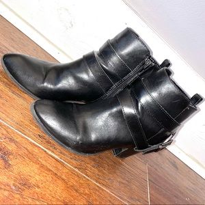 Express Black Leather Booties